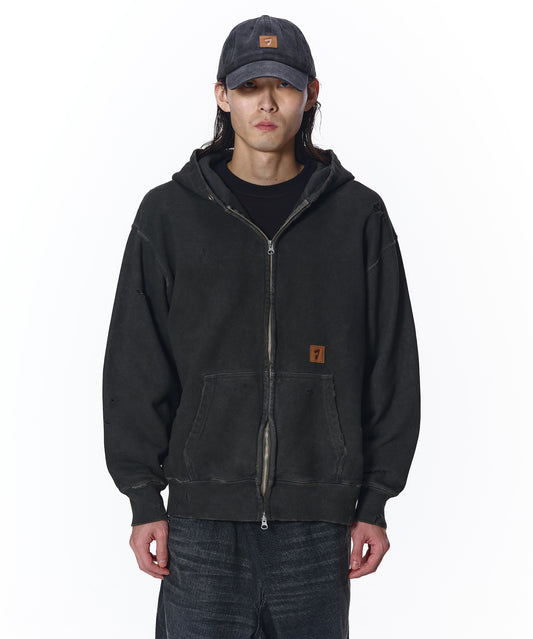 DAMAGE PATCH ZIP HOODIE