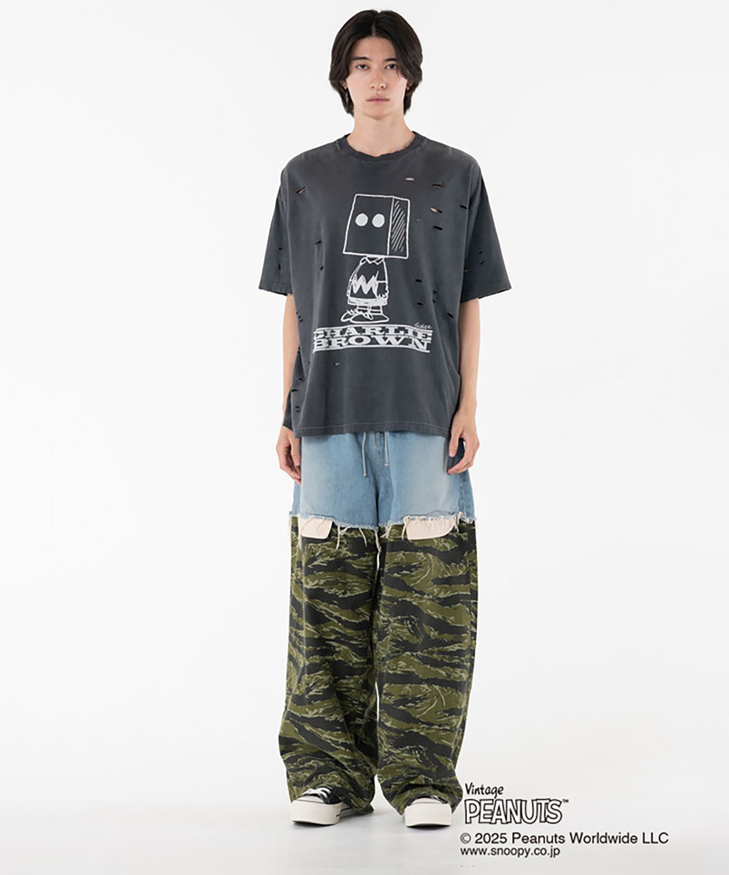 PEANUTSxDISCOVERED DAMAGE PIGMENT DYED TEE