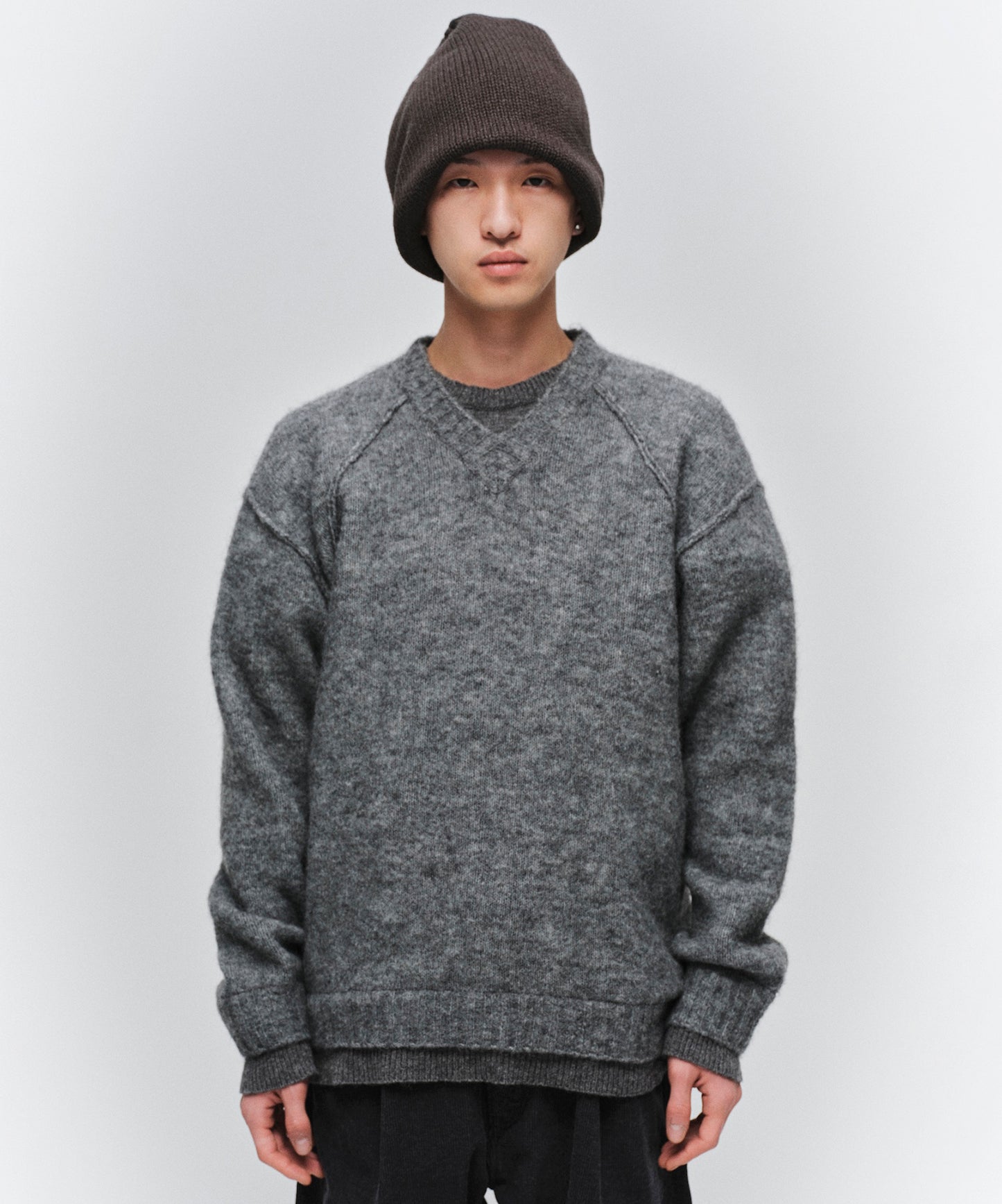 LAYERED MOHAIR V-NECK SWEATER