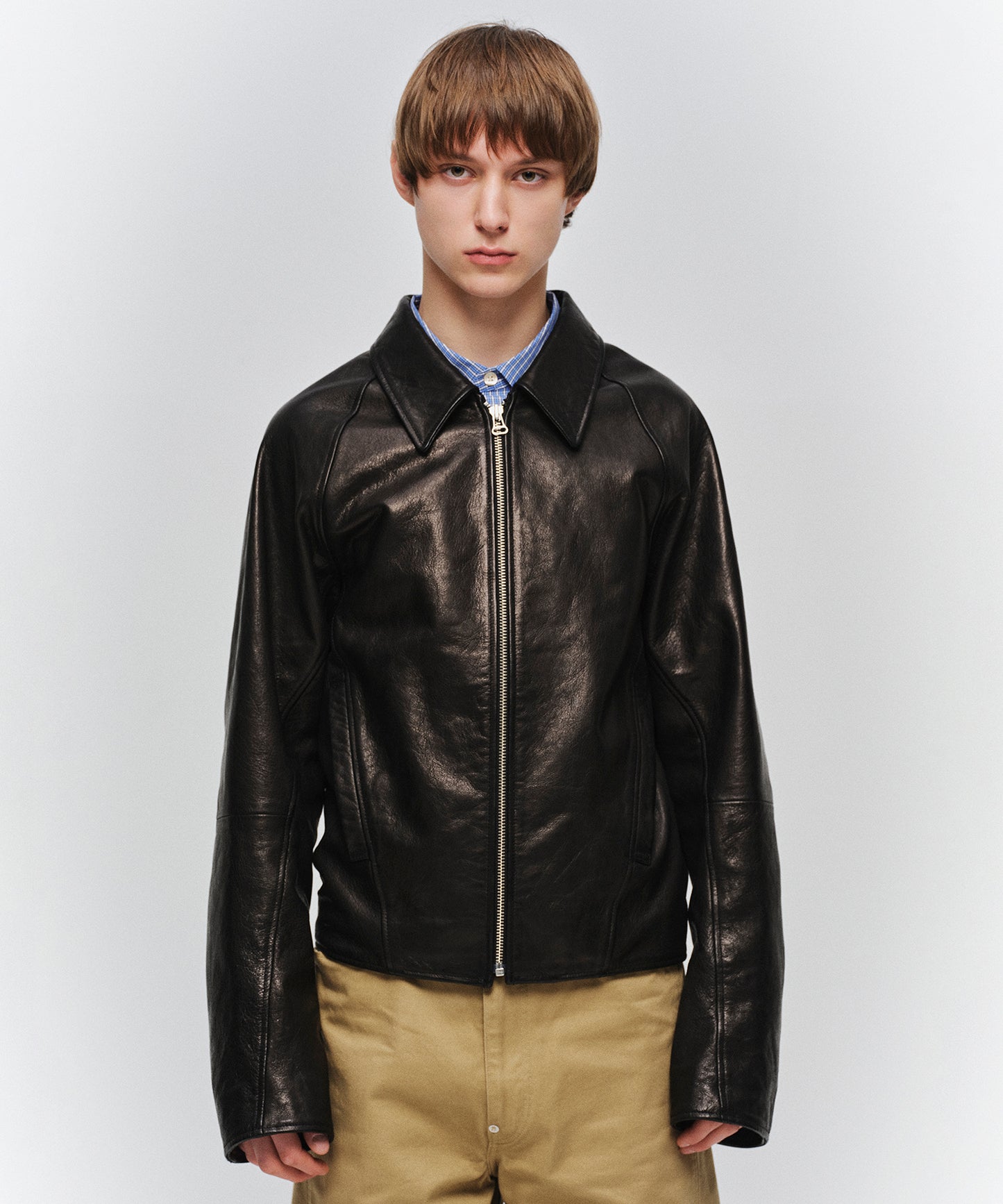 DRAPING LEATHER JACKET