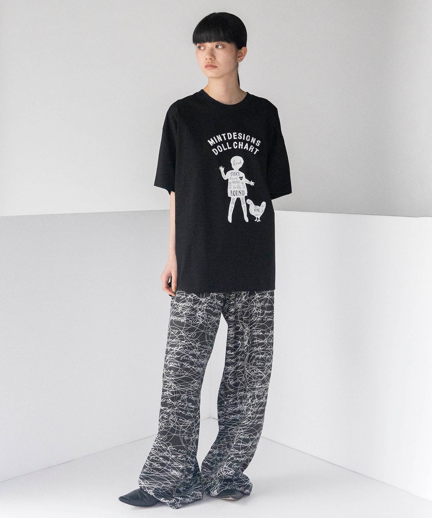 INK LETTER GATHER PANTS