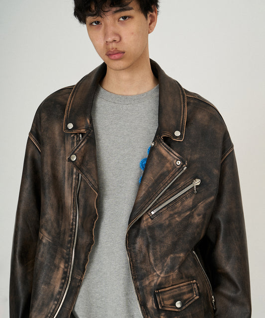 LEATHER W RIDERS BLOUSON