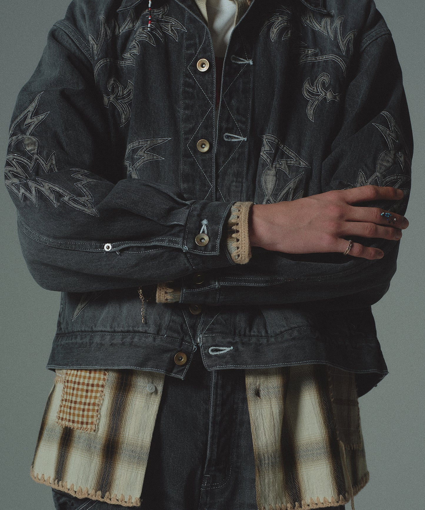 EMBROIDERY DENIM BLOUSON