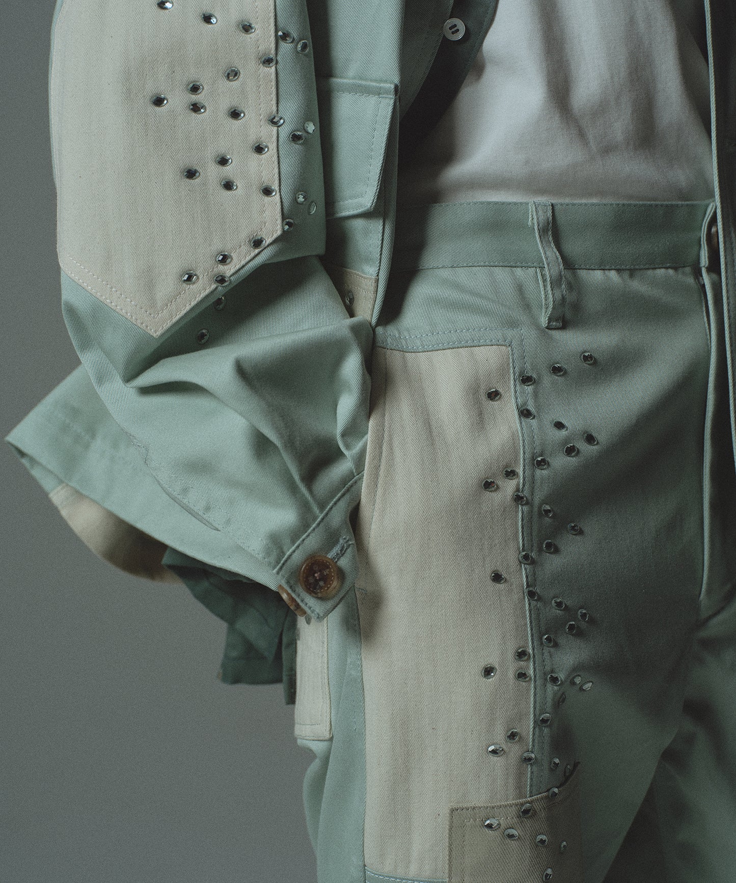 STUDS PATCHED PANTS