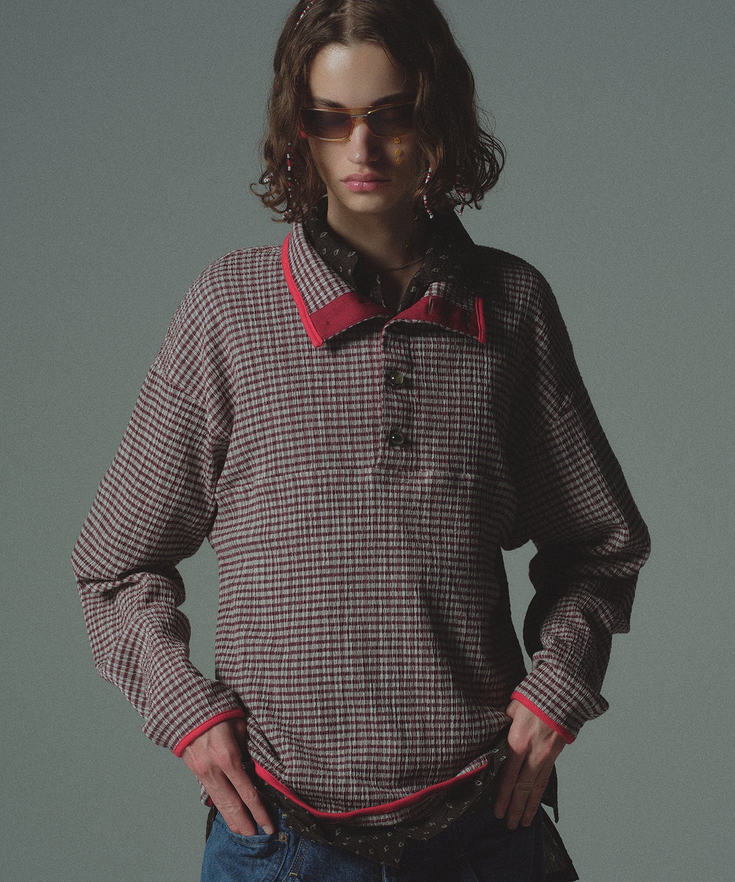 CHECK BLOUSE TEE