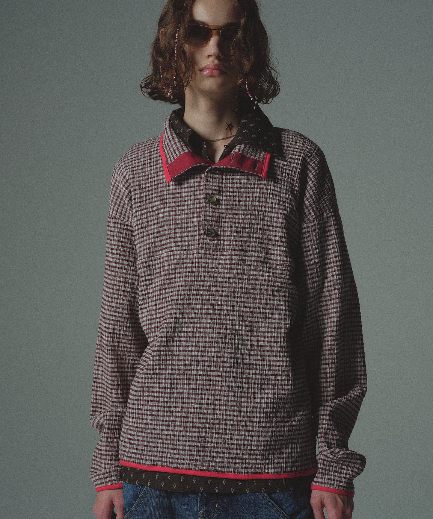 CHECK BLOUSE TEE