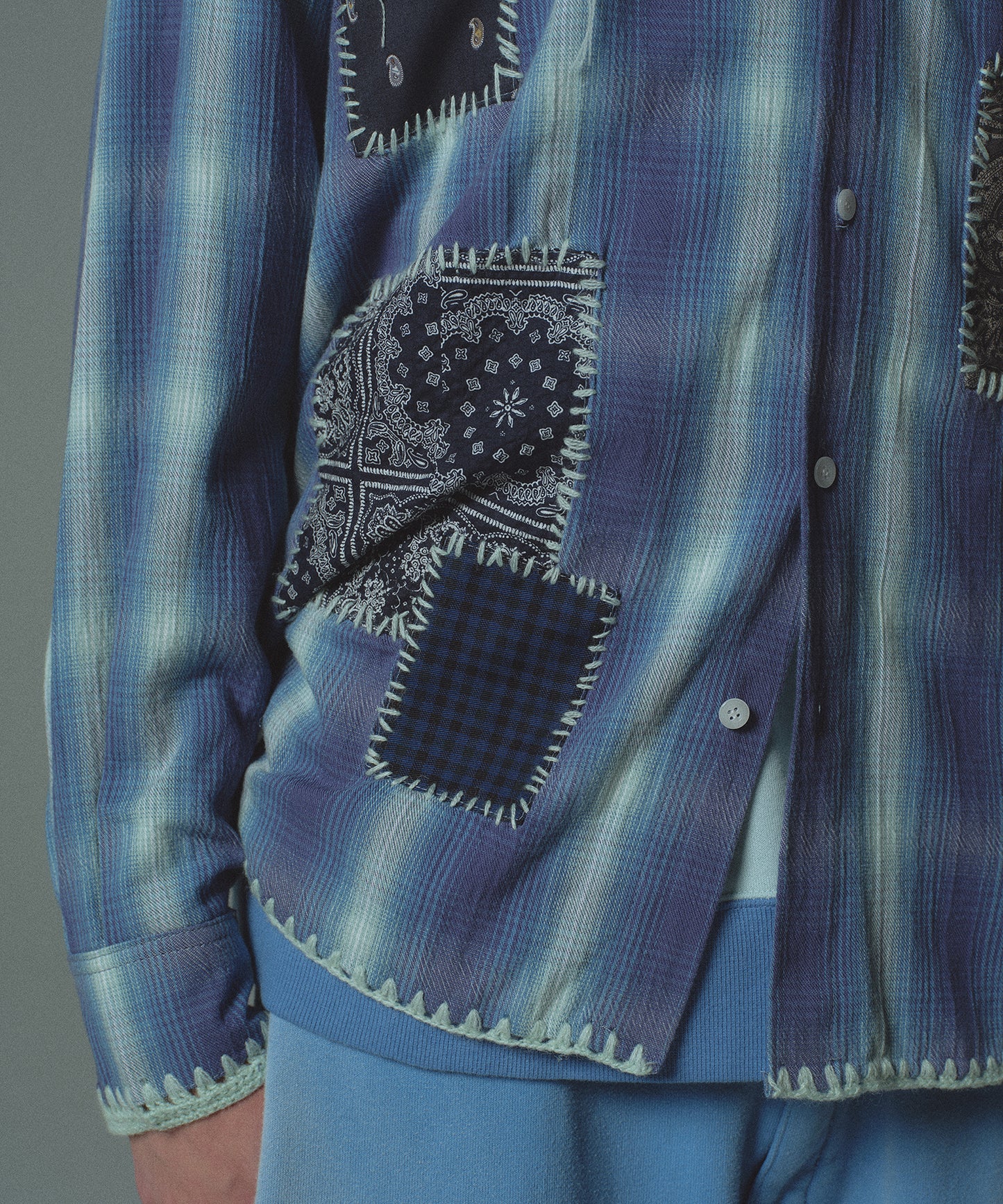 HAND KNITTING CHECK SHIRT