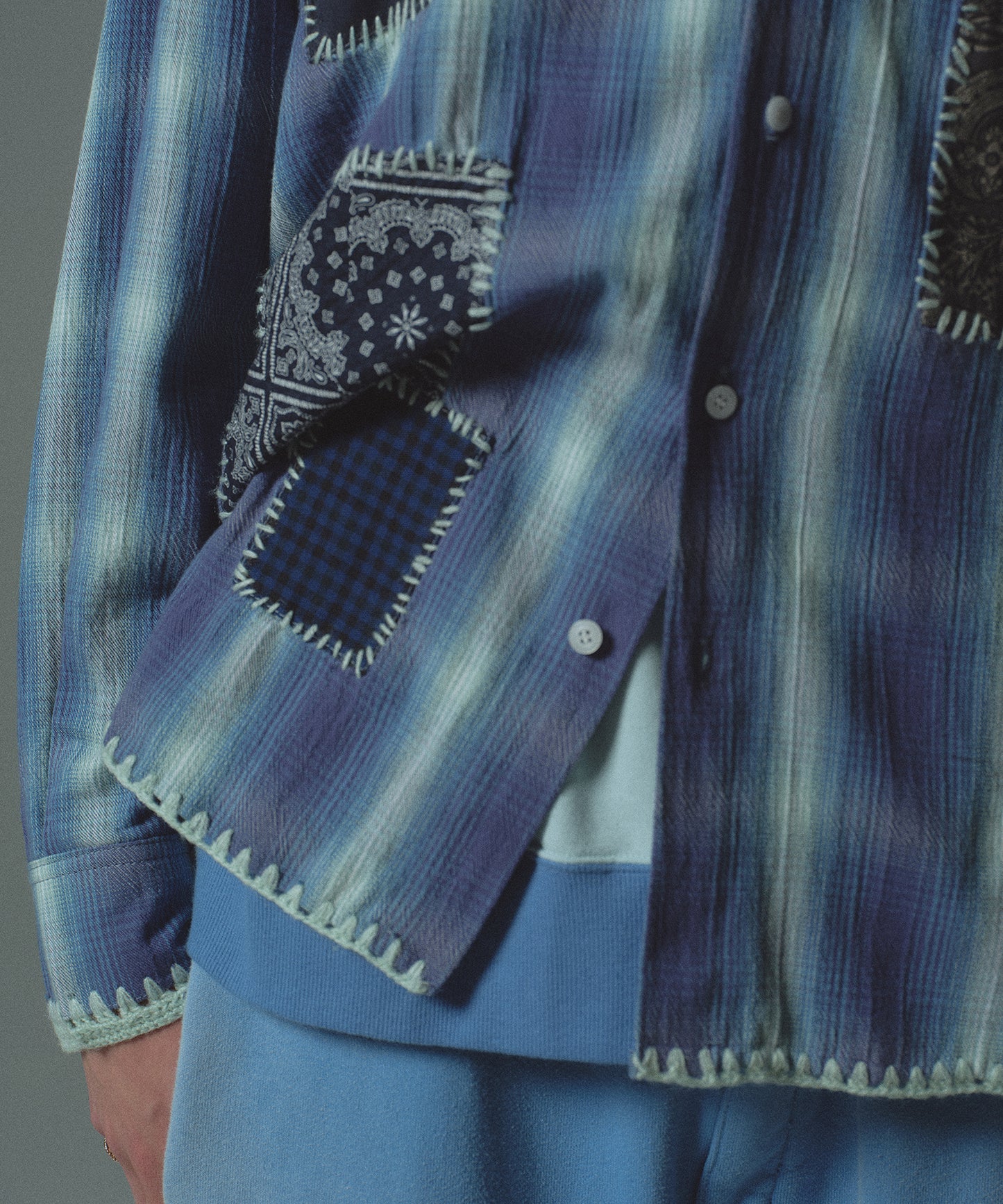 HAND KNITTING CHECK SHIRT