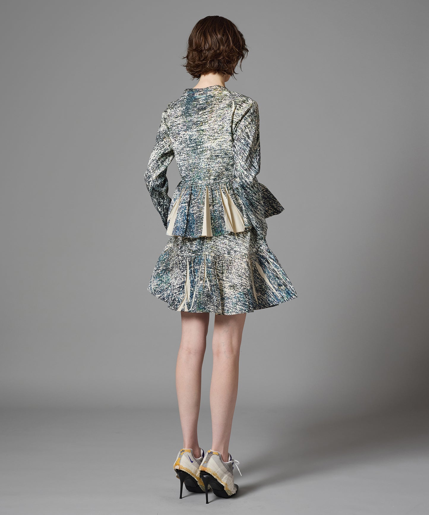 DIRECT PRINT RIB GATHER MINI SKIRT