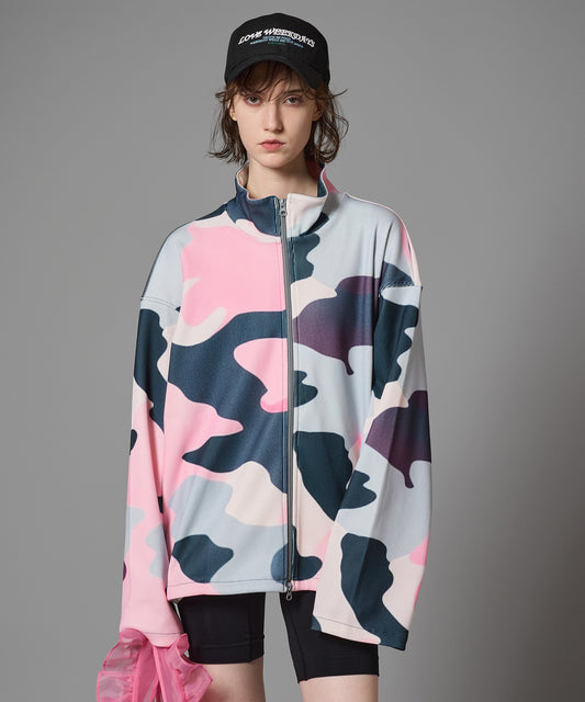PRINT RIB ZIP-UP BLOUSON