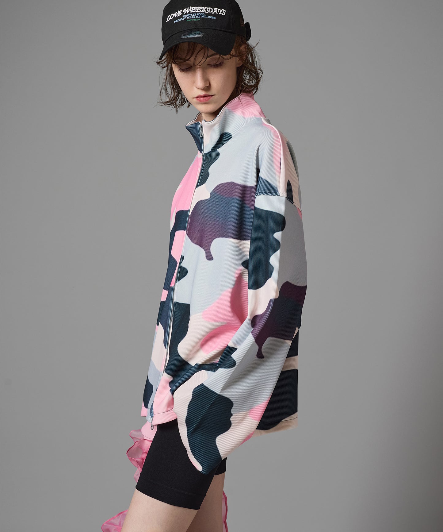 PRINT RIB ZIP-UP BLOUSON