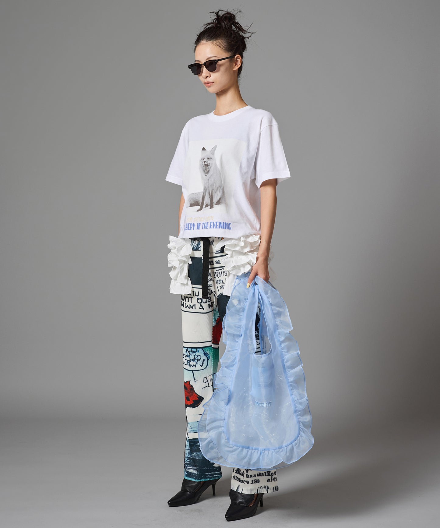 PRINT RIB FLARE PANTS