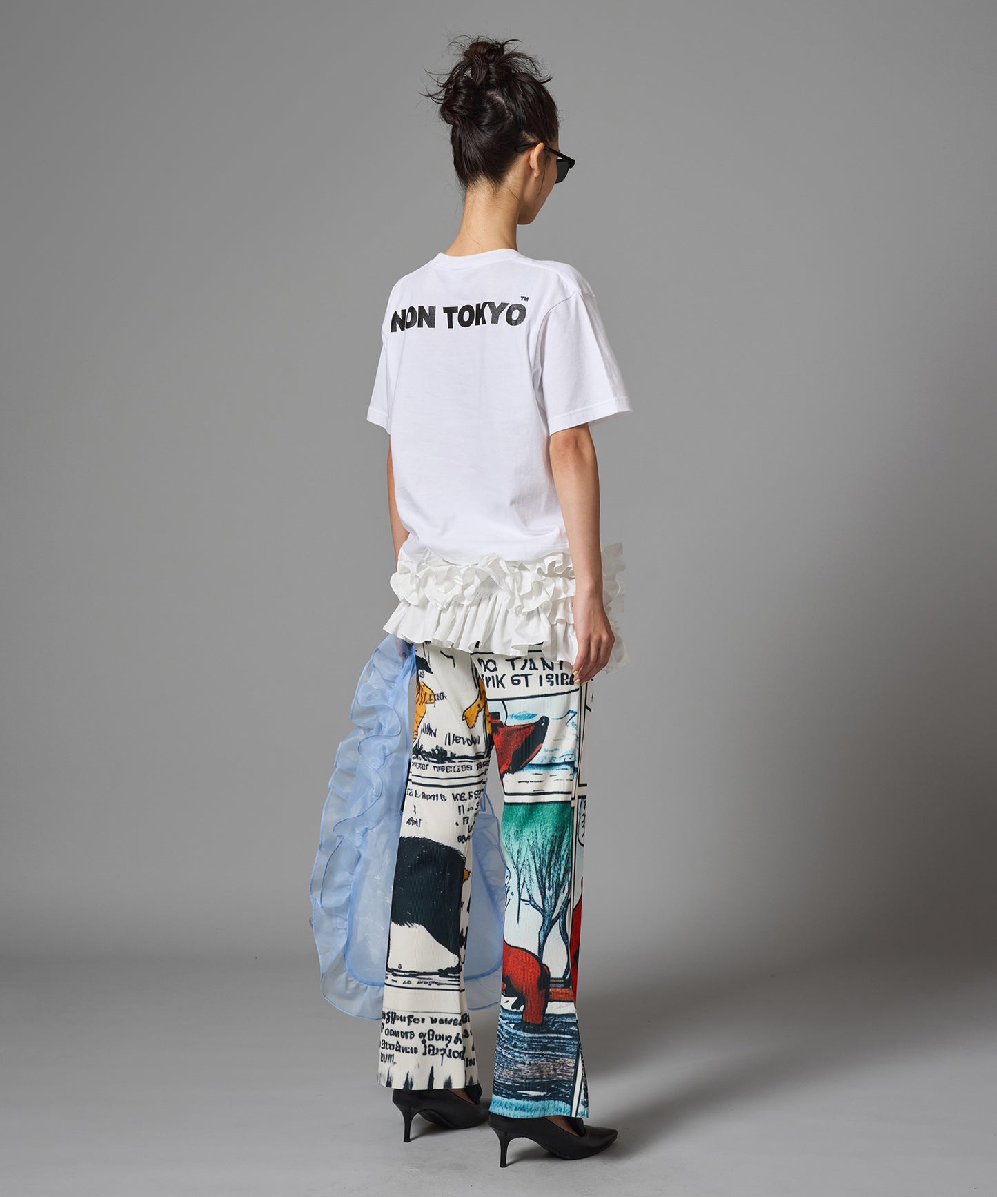 PRINT RIB FLARE PANTS