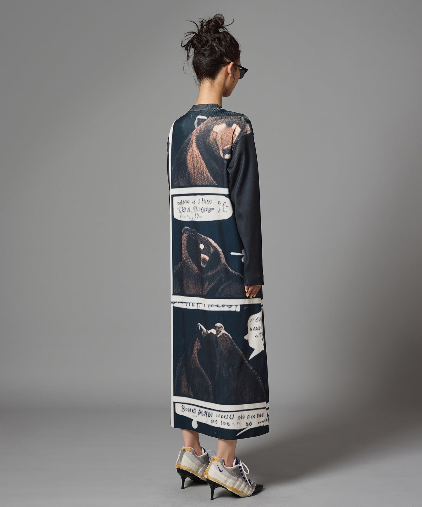 PRINT RIB L/S ONE-PIECE