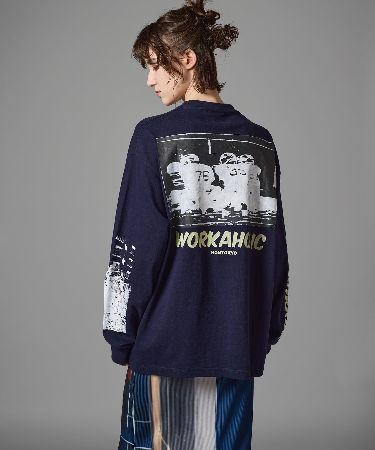 PRINT L/S T-SHIRT(WORKAHOLIC)