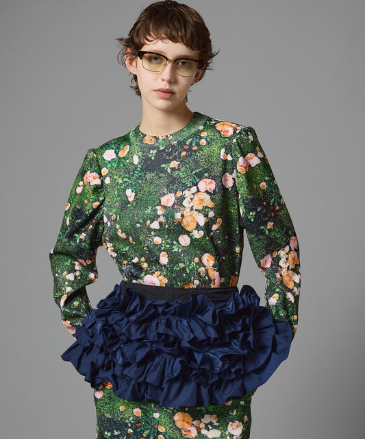 PRINT RIB PUFF SLEEVE C/S