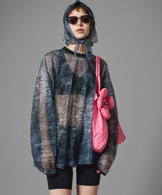 PRINT MESH PULLOVER & SCARF