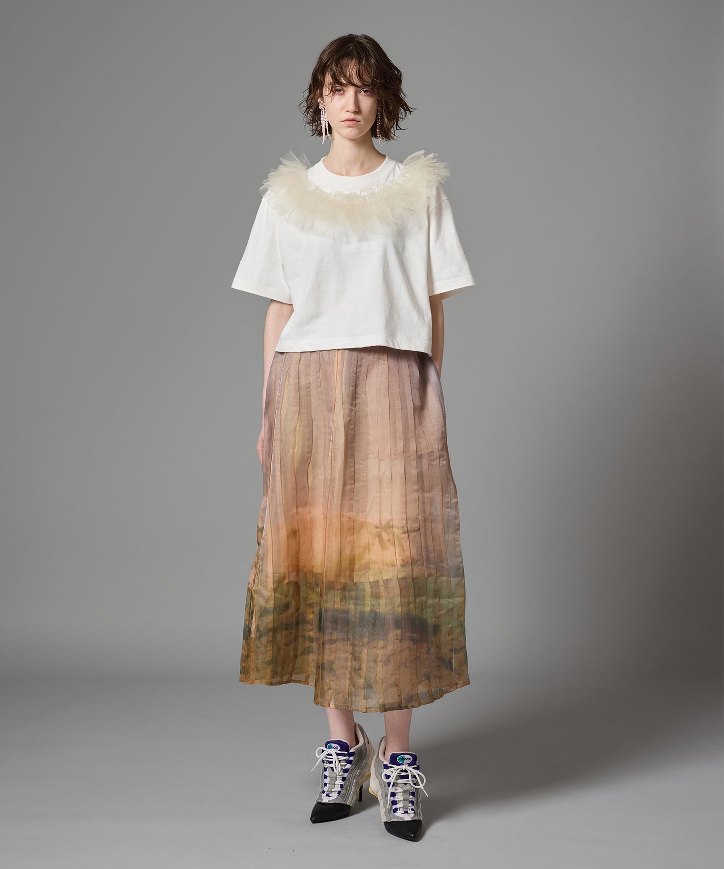 FRILL TULLE COLLAR T-SHIRT