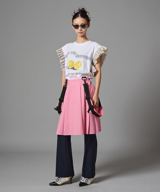 2WAY SHOULDER GIMMICK PLEATS SKIRT