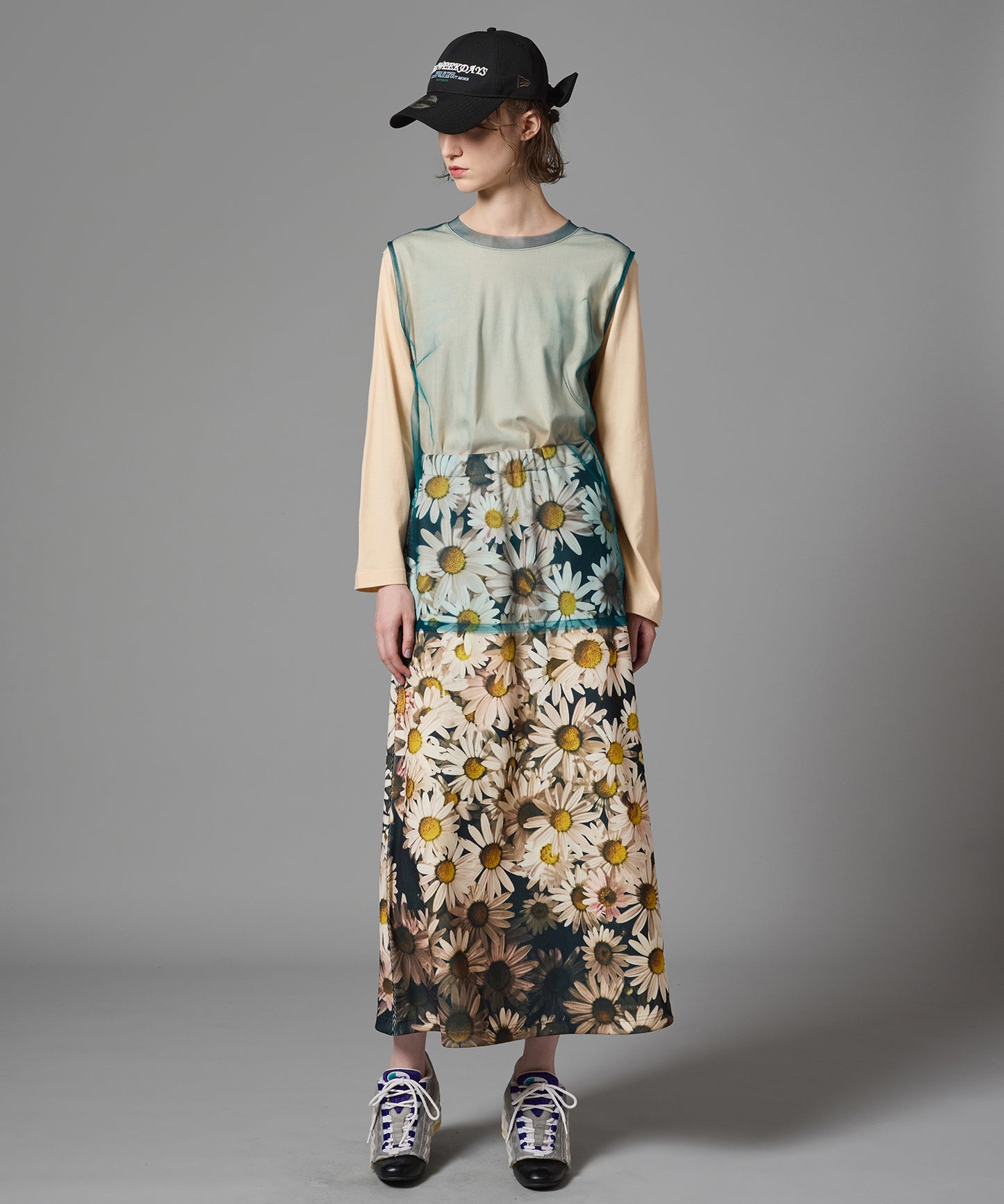PRINT RIB LONG SKIRT