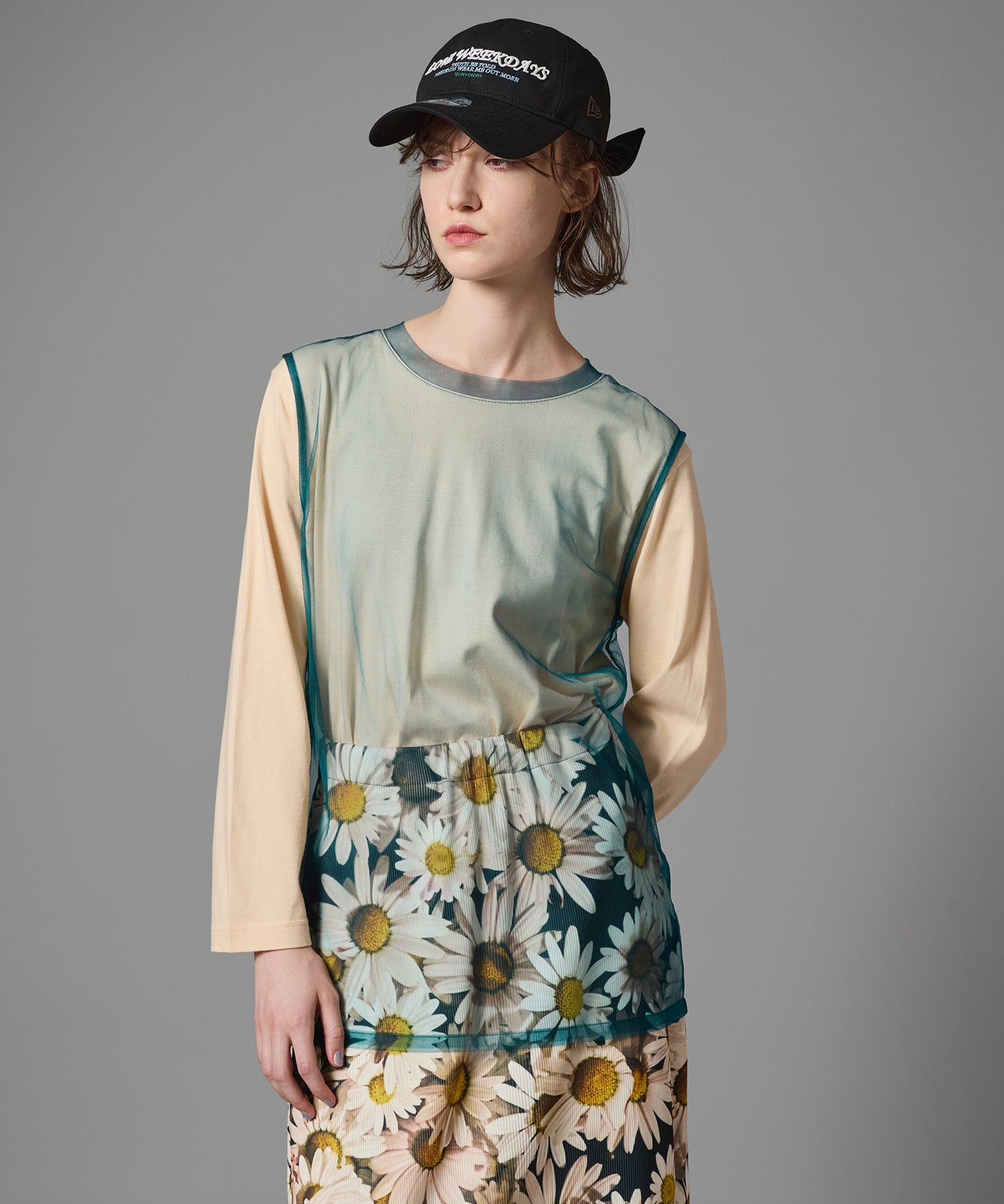 PRINT RIB LONG SKIRT