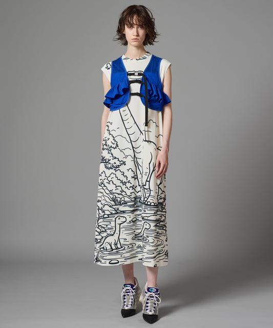 PRINT RIB NO SLEEVE ONE-PIECE