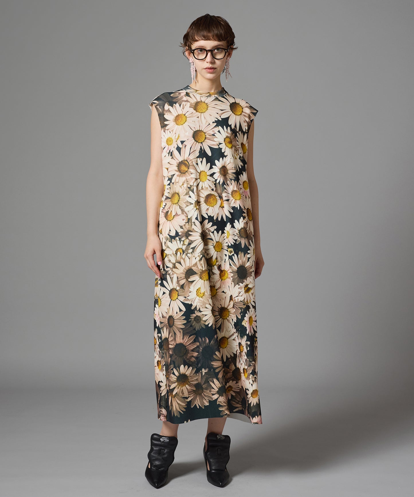 PRINT RIB NO SLEEVE ONE-PIECE