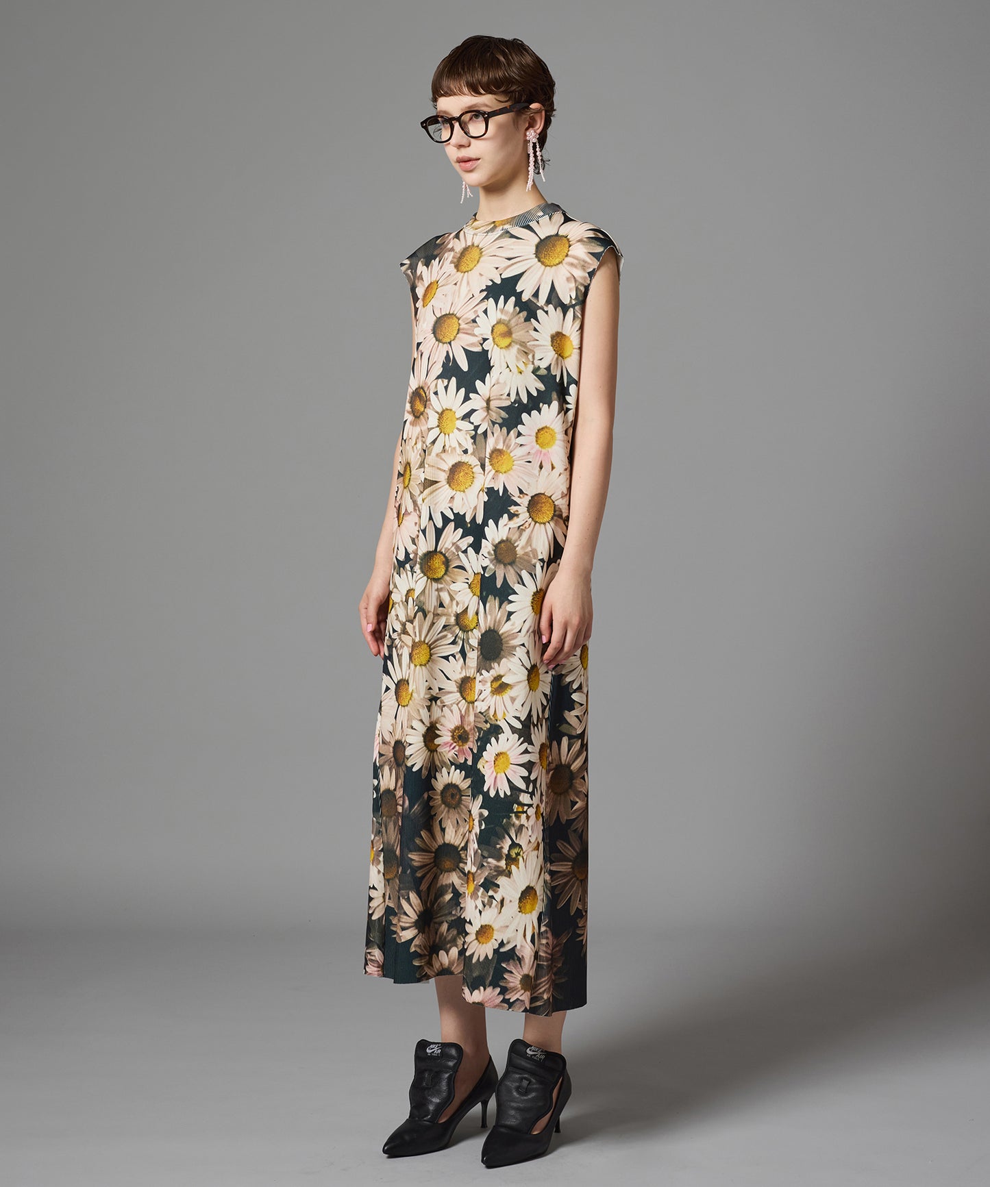 PRINT RIB NO SLEEVE ONE-PIECE