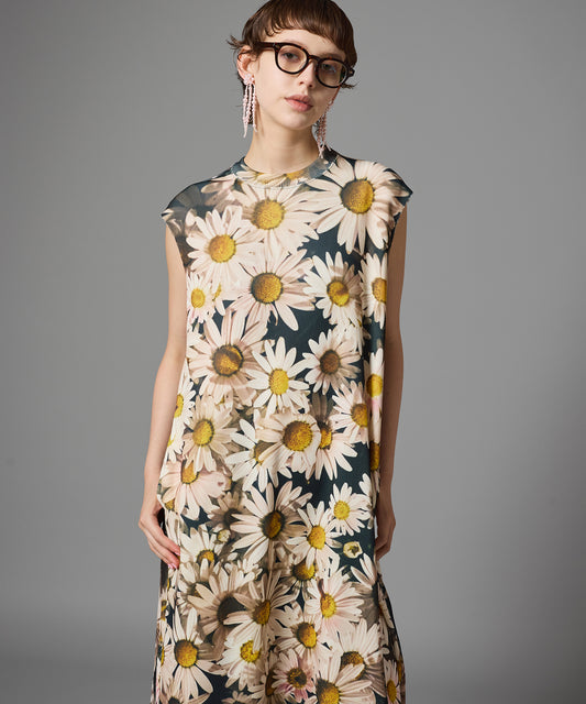 PRINT RIB NO SLEEVE ONE-PIECE