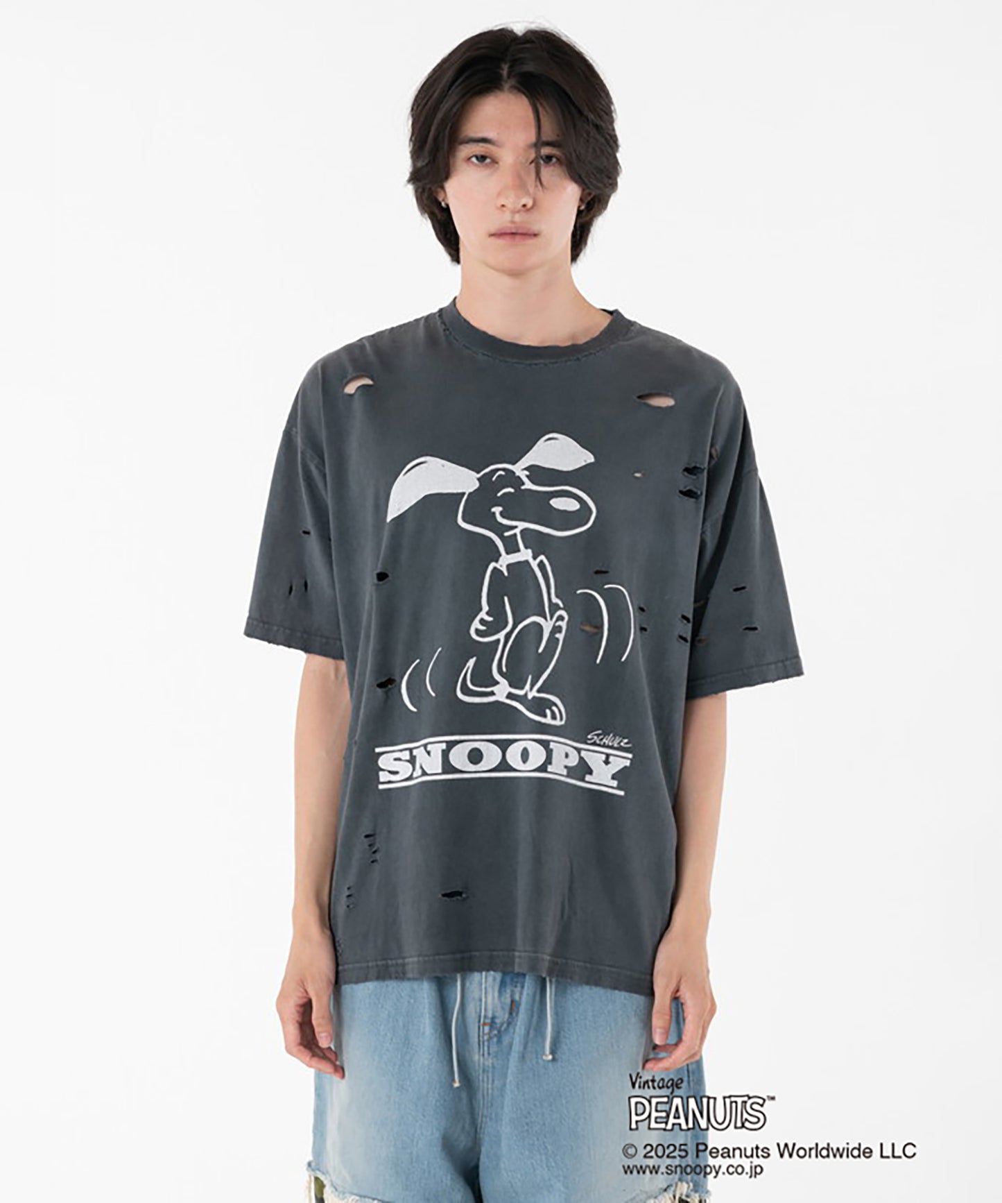 PEANUTSxDISCOVERED DAMAGE PIGMENT DYED TEE