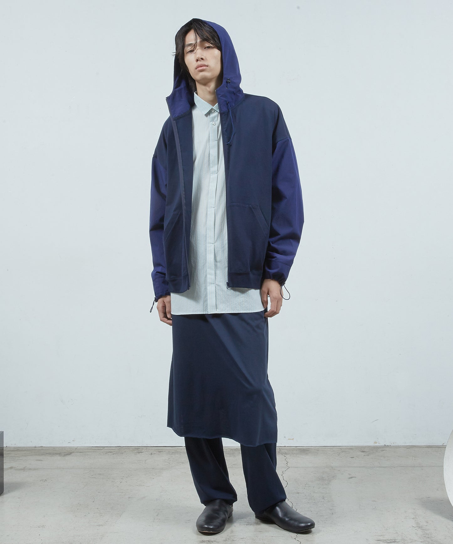 シャツ切替Zipパーカー
