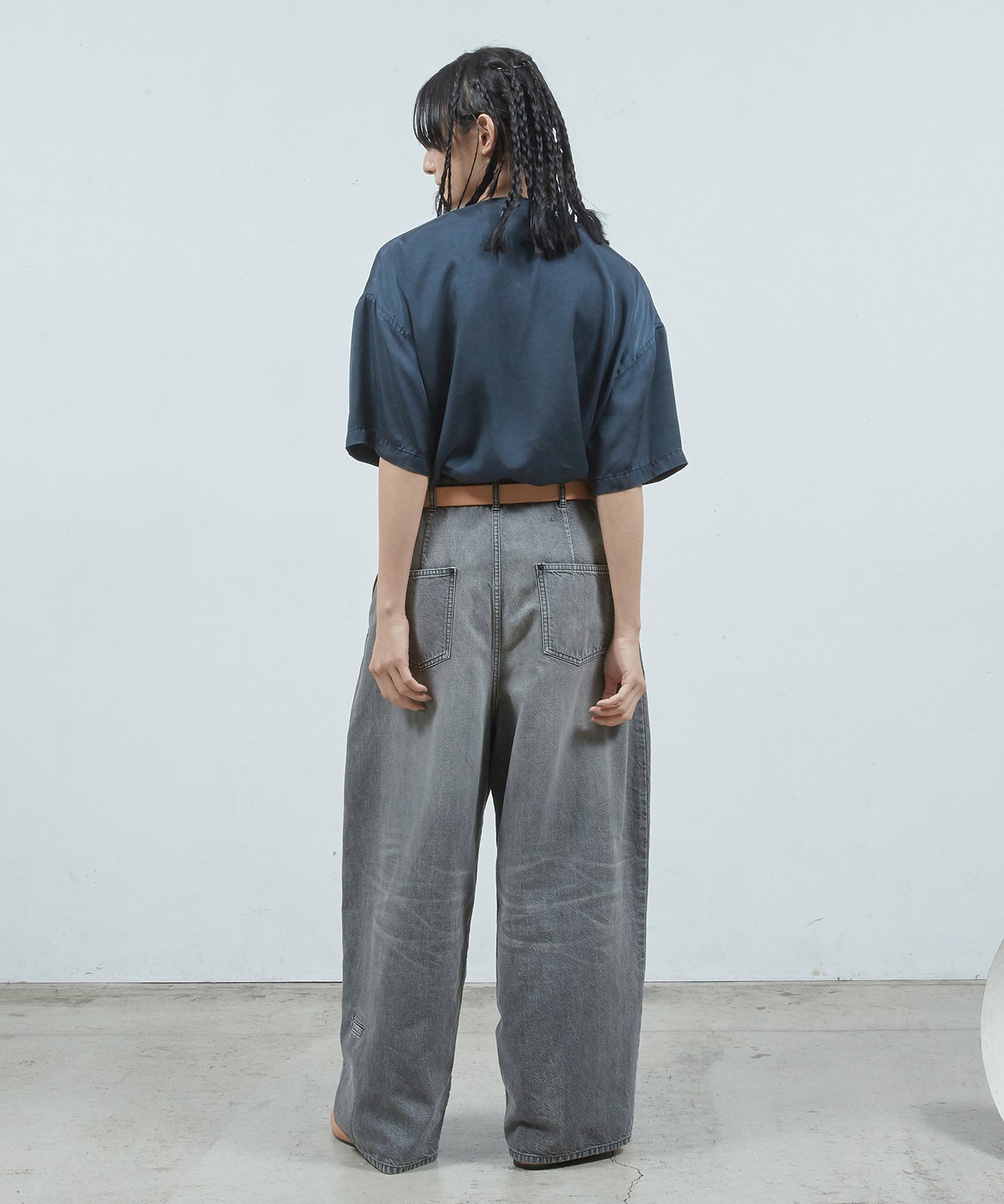 デニムシンプル2タックワ イドPT