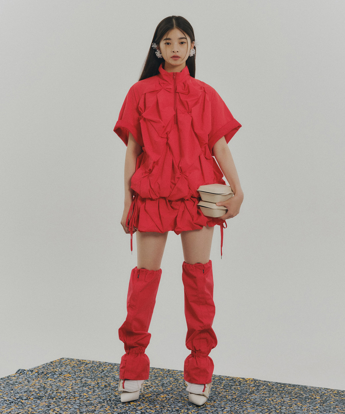 2WAY FLOWER SMOCKING ANORAK
