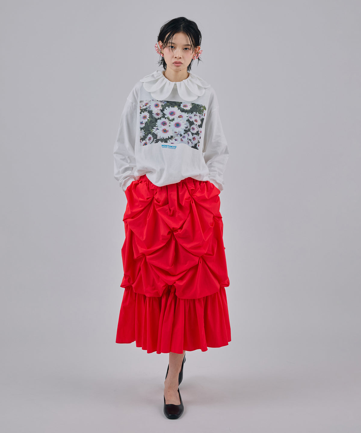 FLOWER SMOCKING SKIRT