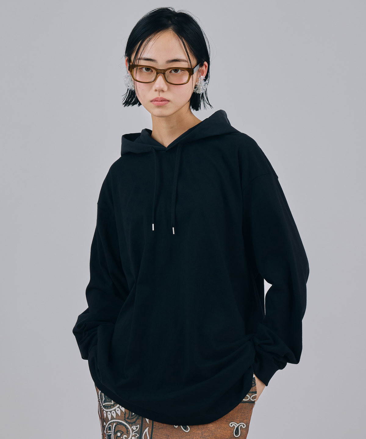 NYLON HOOD LONG T-SHIRT