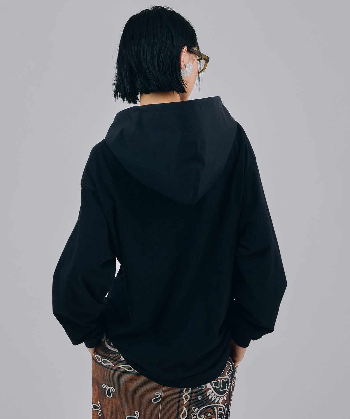 NYLON HOOD LONG T-SHIRT