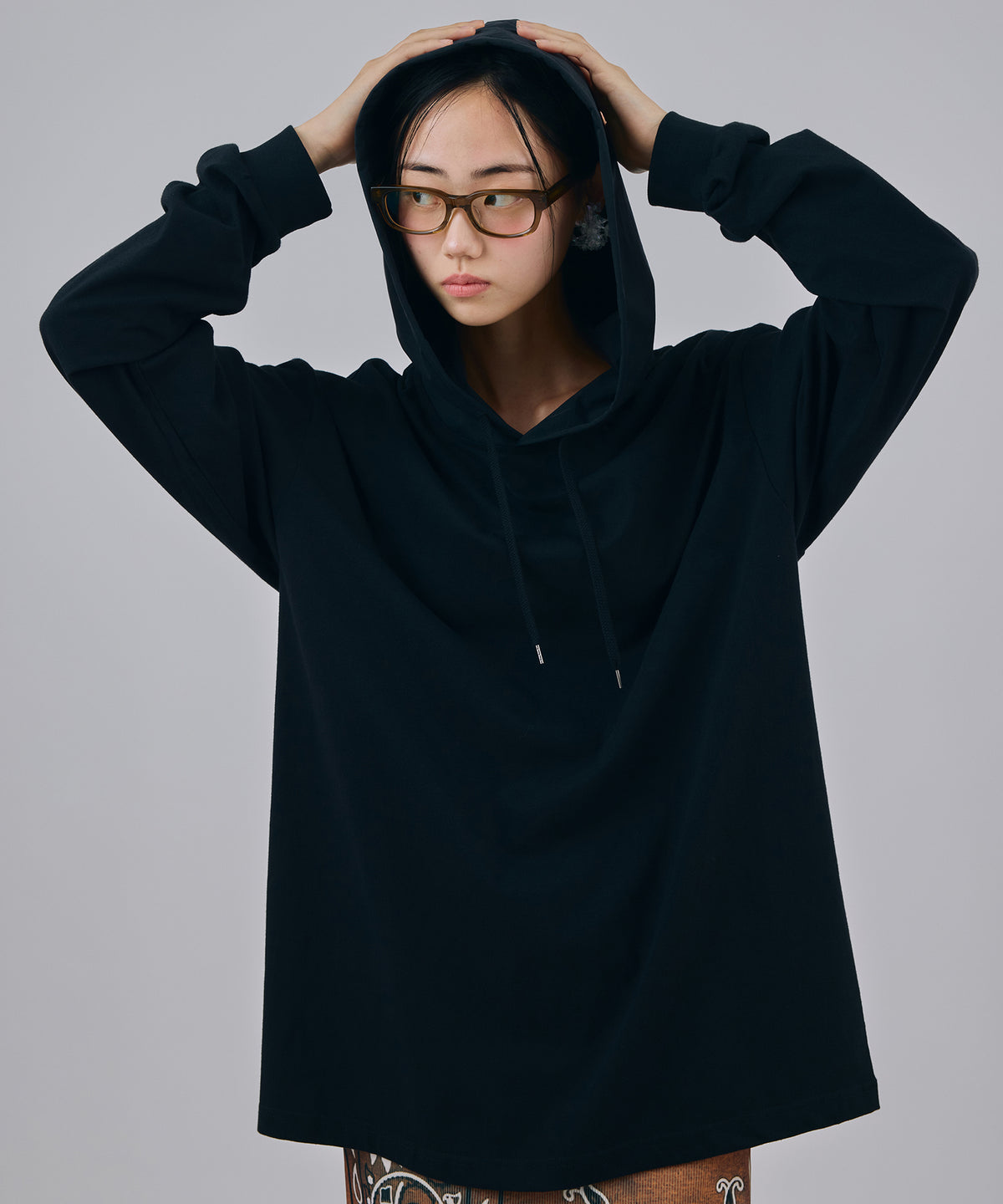 NYLON HOOD LONG T-SHIRT