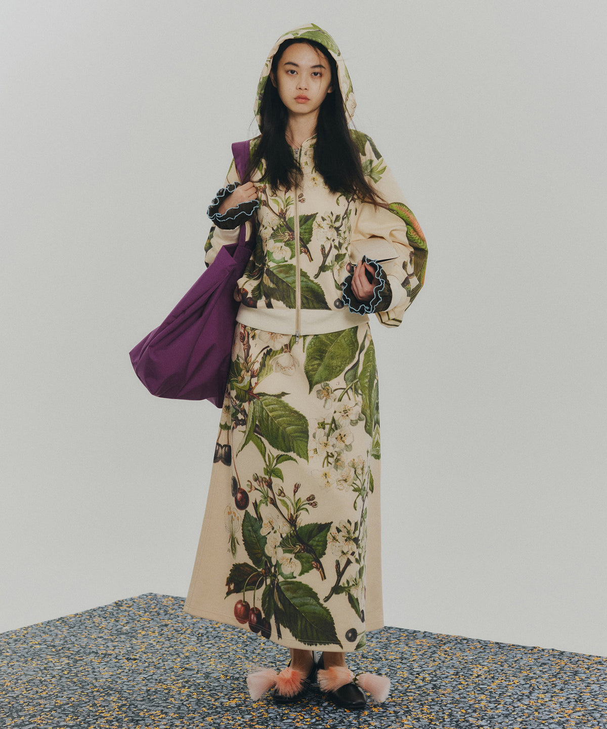 PRINT SWEAT LONG SKIRT