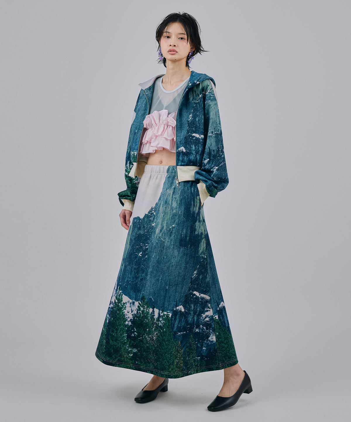 PRINT SWEAT LONG SKIRT