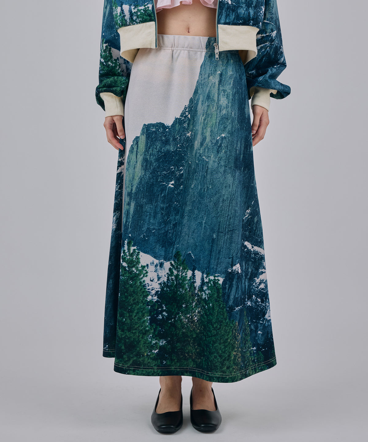 PRINT SWEAT LONG SKIRT