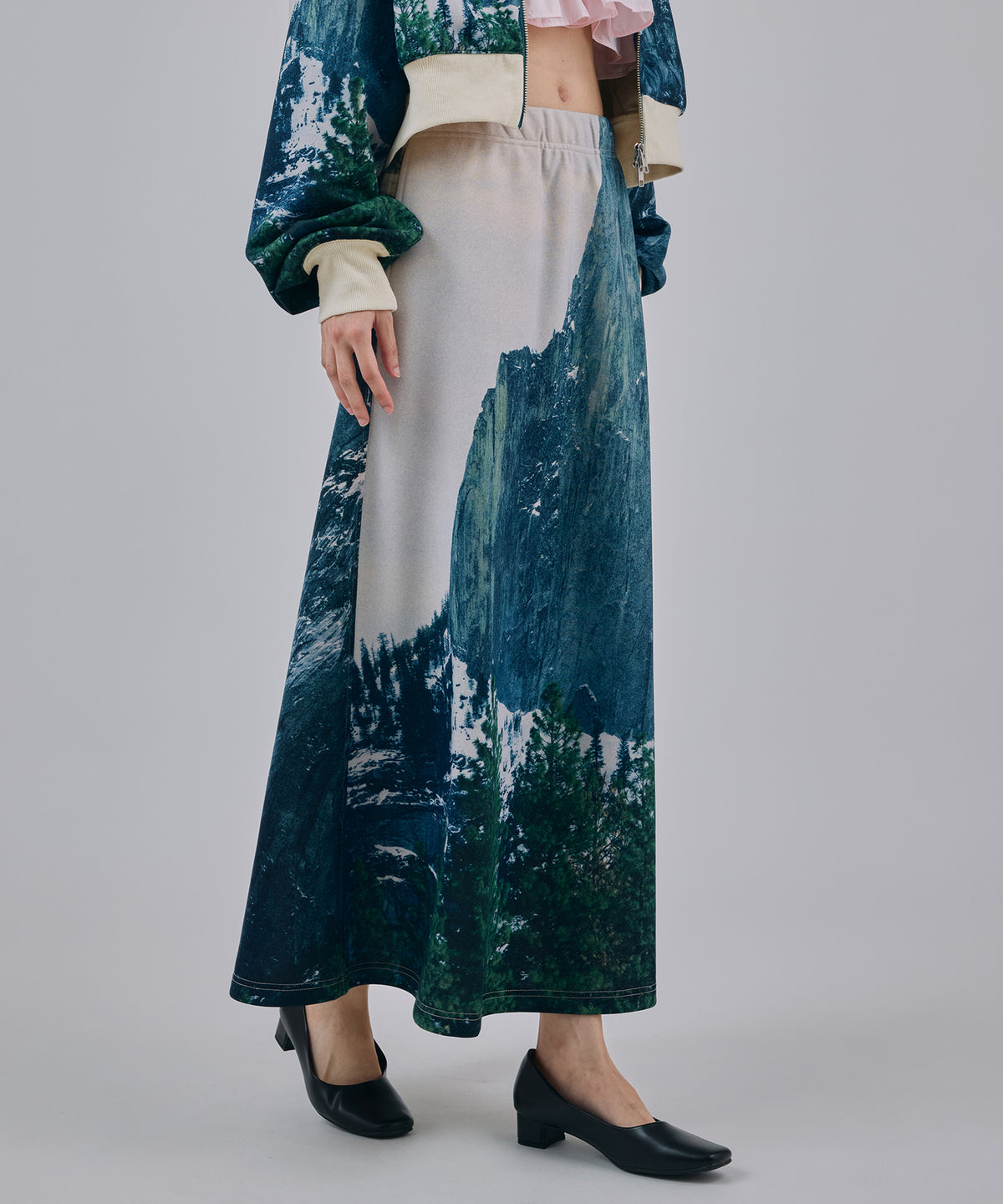 PRINT SWEAT LONG SKIRT