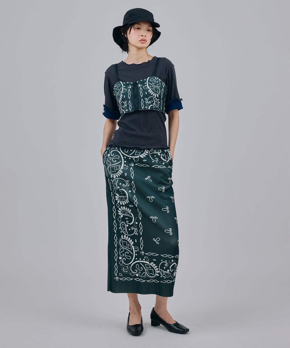 PRINT RIB SKIRT