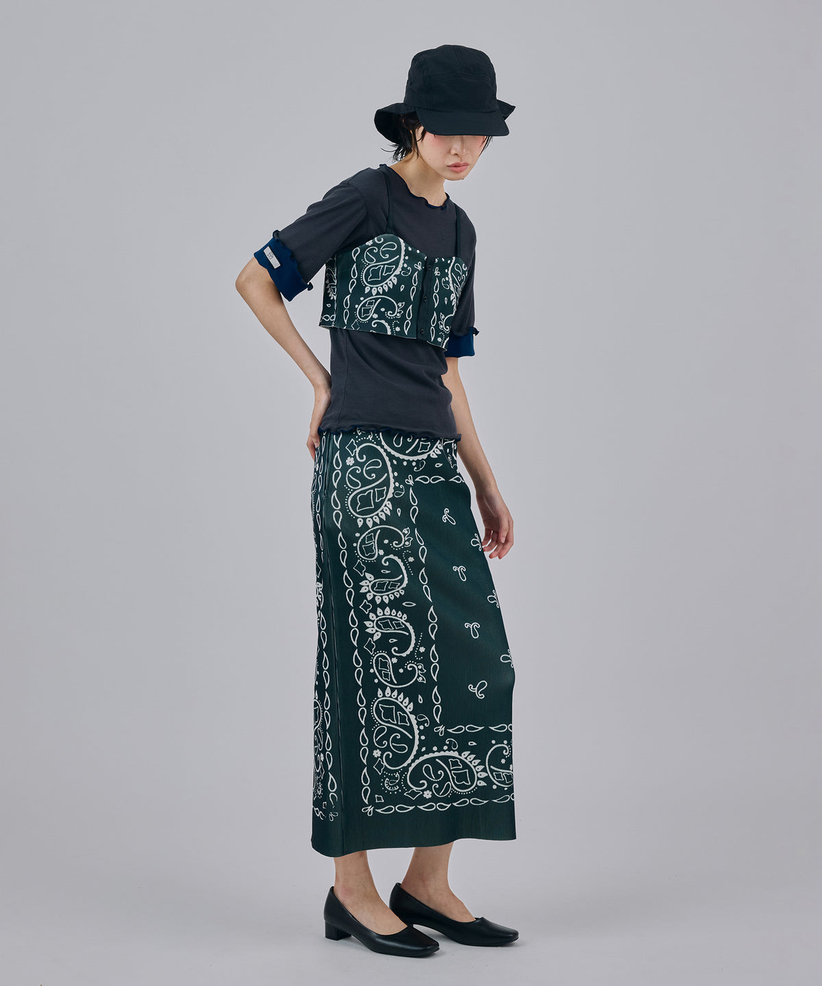 PRINT RIB SKIRT