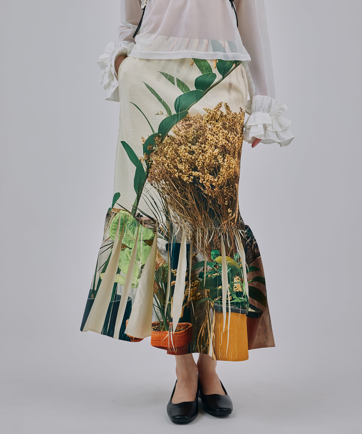 DIRECT PRINT RIB GATHER SKIRT