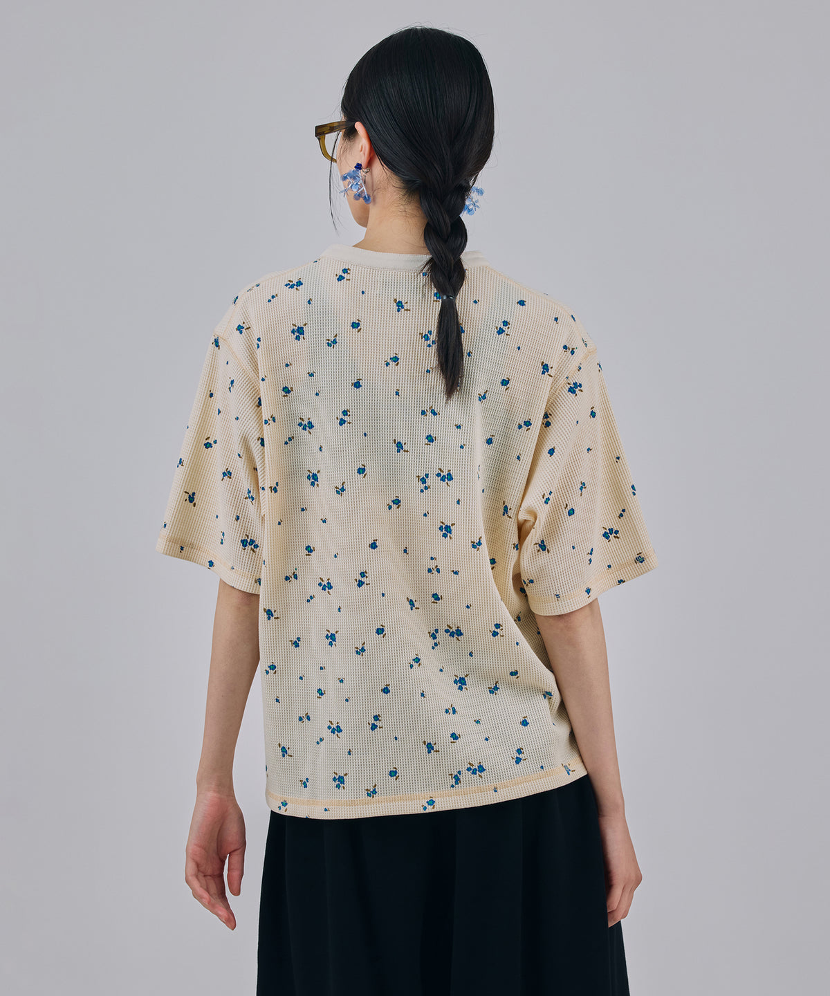 THERMAL FLOWER HENRY NECK T-SHIRT
