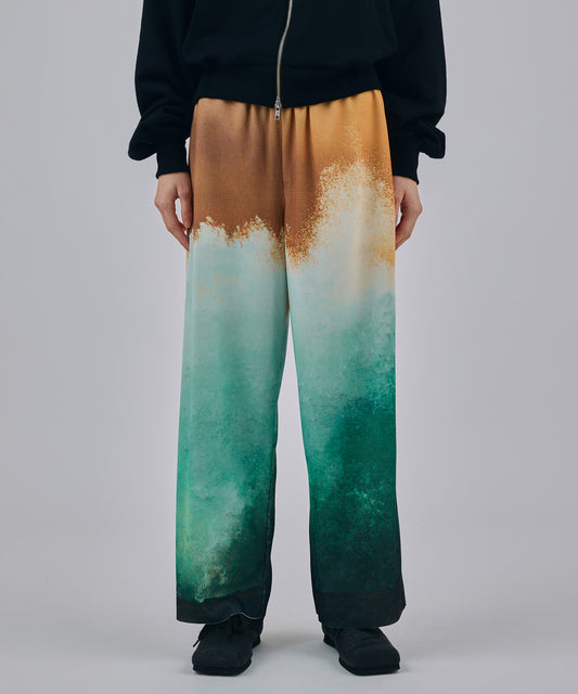 PRINT RIB WIDE PANTS