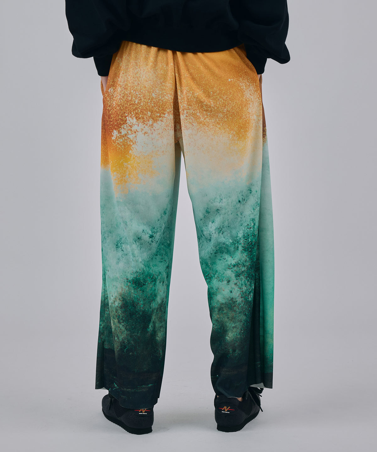 PRINT RIB WIDE PANTS