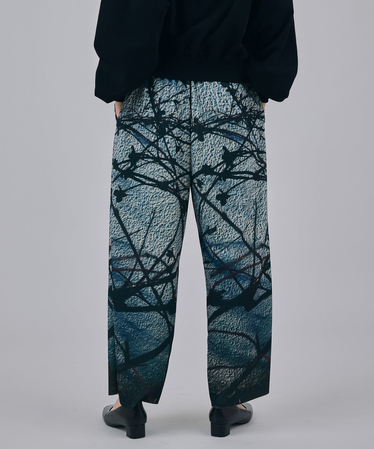 PRINT RIB WIDE PANTS