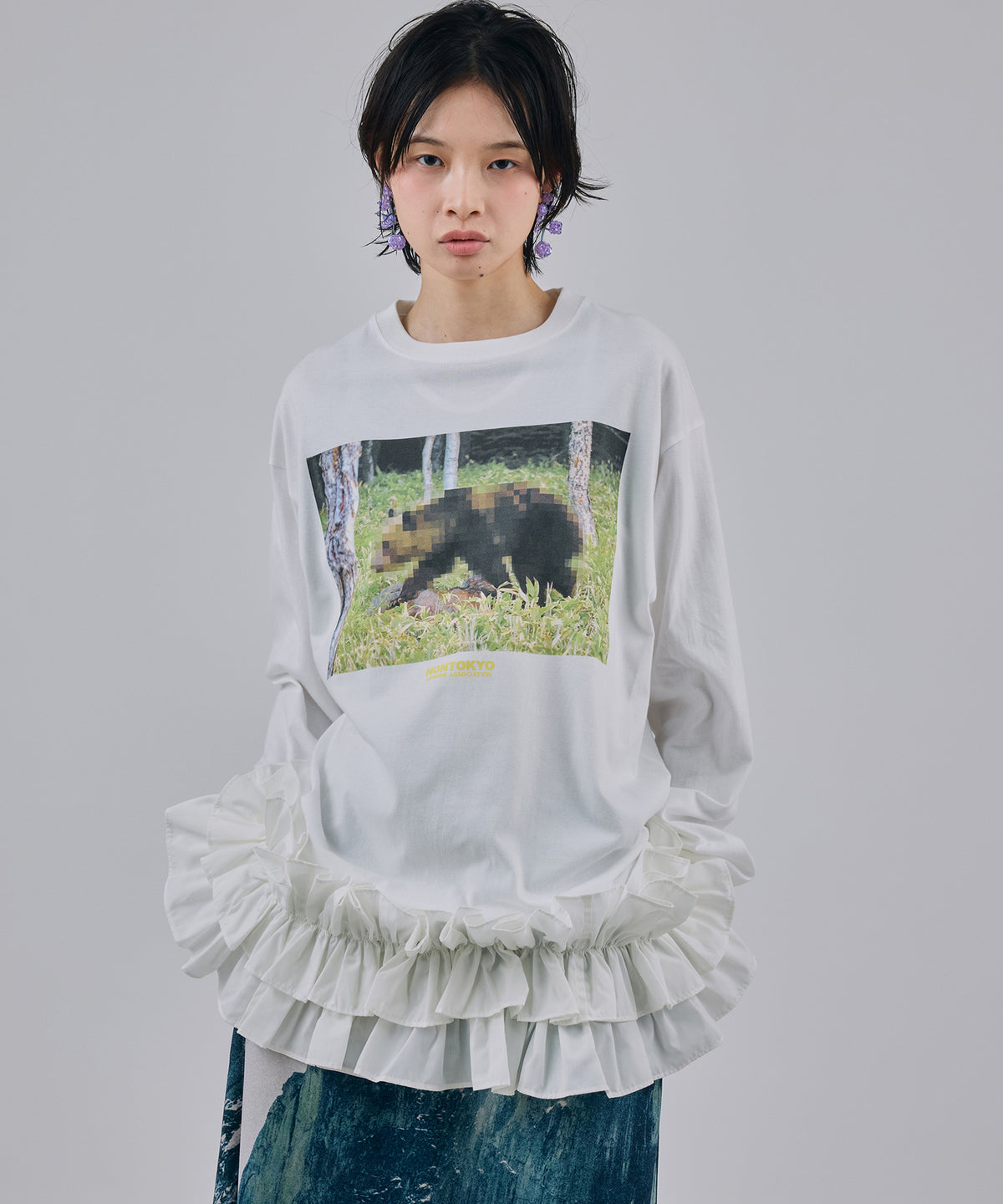 PRINT L/S T-SHIRT(MOSAIC BEAR)