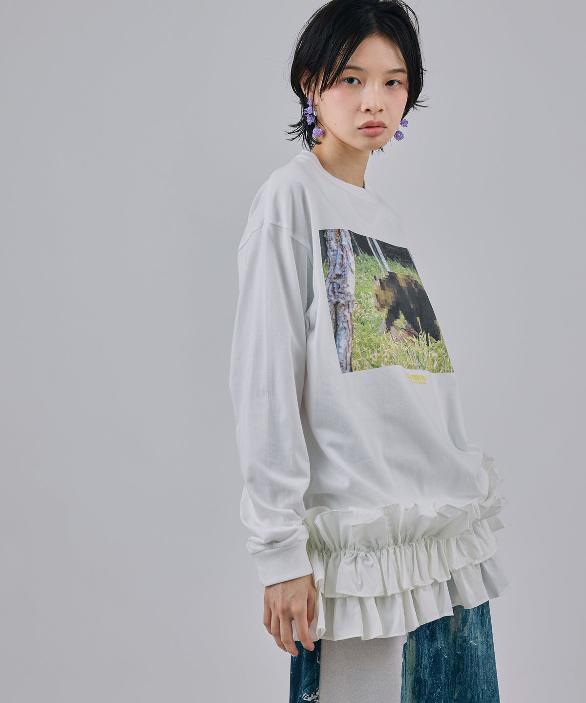 PRINT L/S T-SHIRT(MOSAIC BEAR)